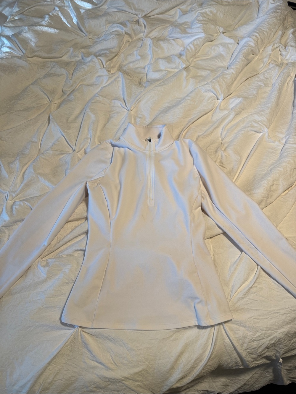 ALO Yoga White Long-Sleeve Zip Pullover Top